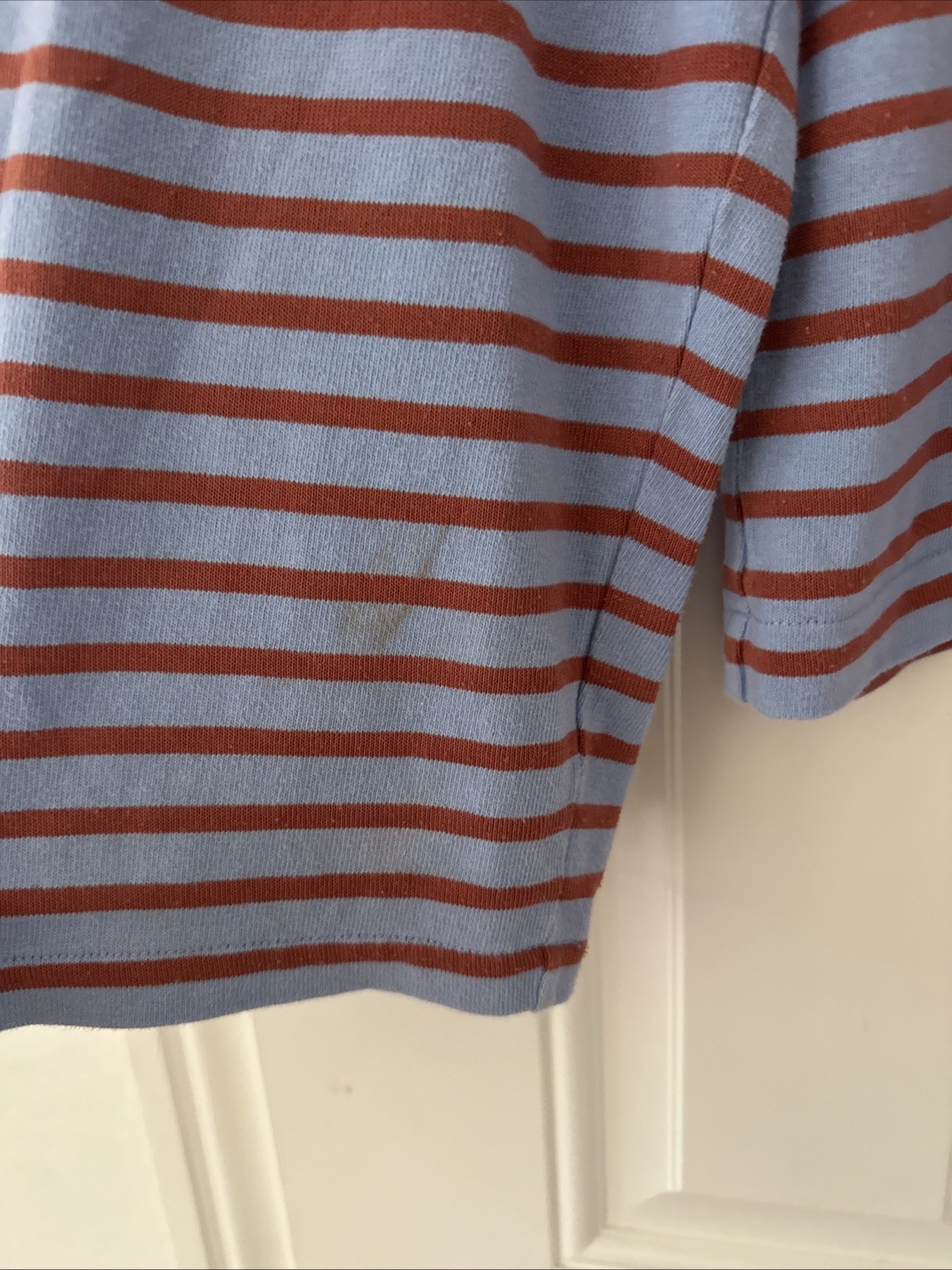 Madewell Shirred Bell Sleeve M Sailor Blue Red Striped Pullover Coastal Preppy