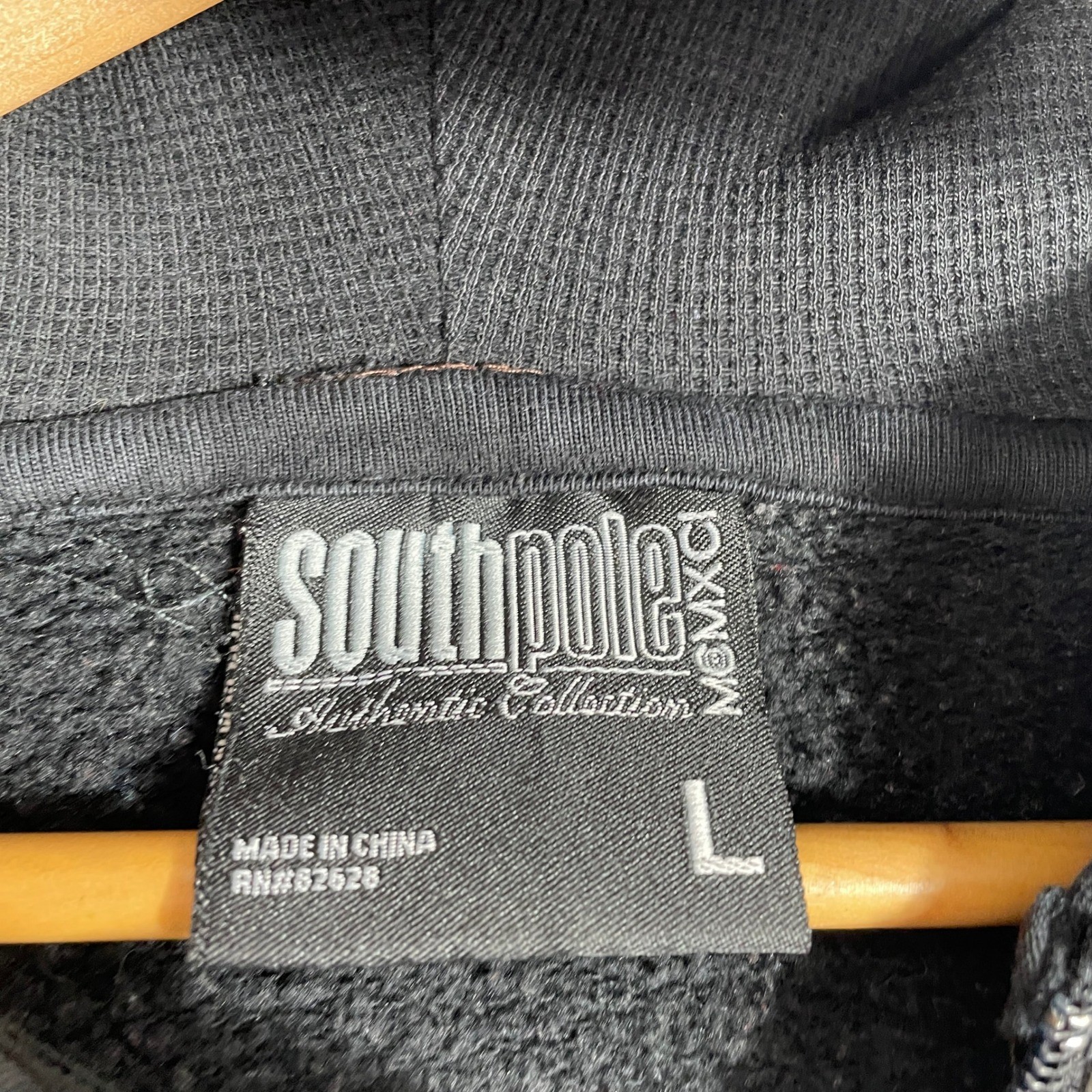 Vintage Southpole Hoodie Mens Large Black Striped Distressed Zip Up Y2K Skater