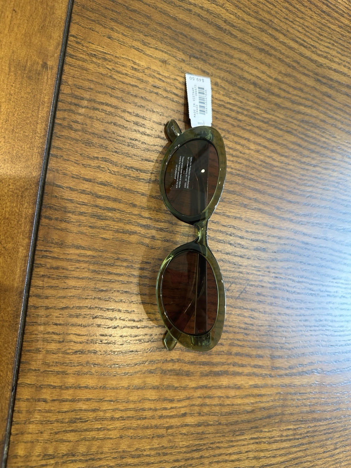 J.Crew Factory Oval Sunglasses CR402 GR6673 Olive Green Brown Lens NWT $49.50