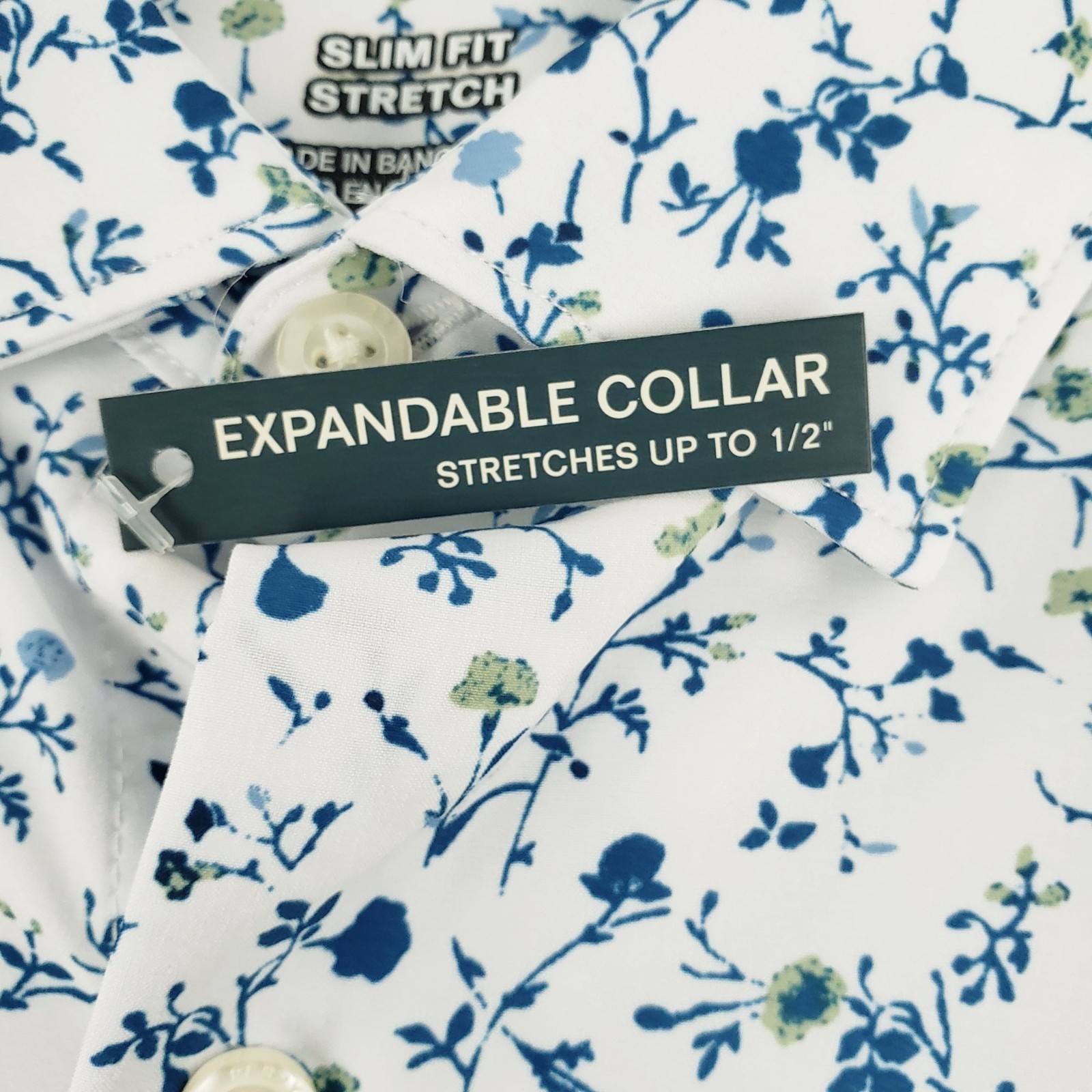 NEW Perry Ellis Shirt Men Large Long Sleeve Floral Slim Fit Stretch MSRP $89.50