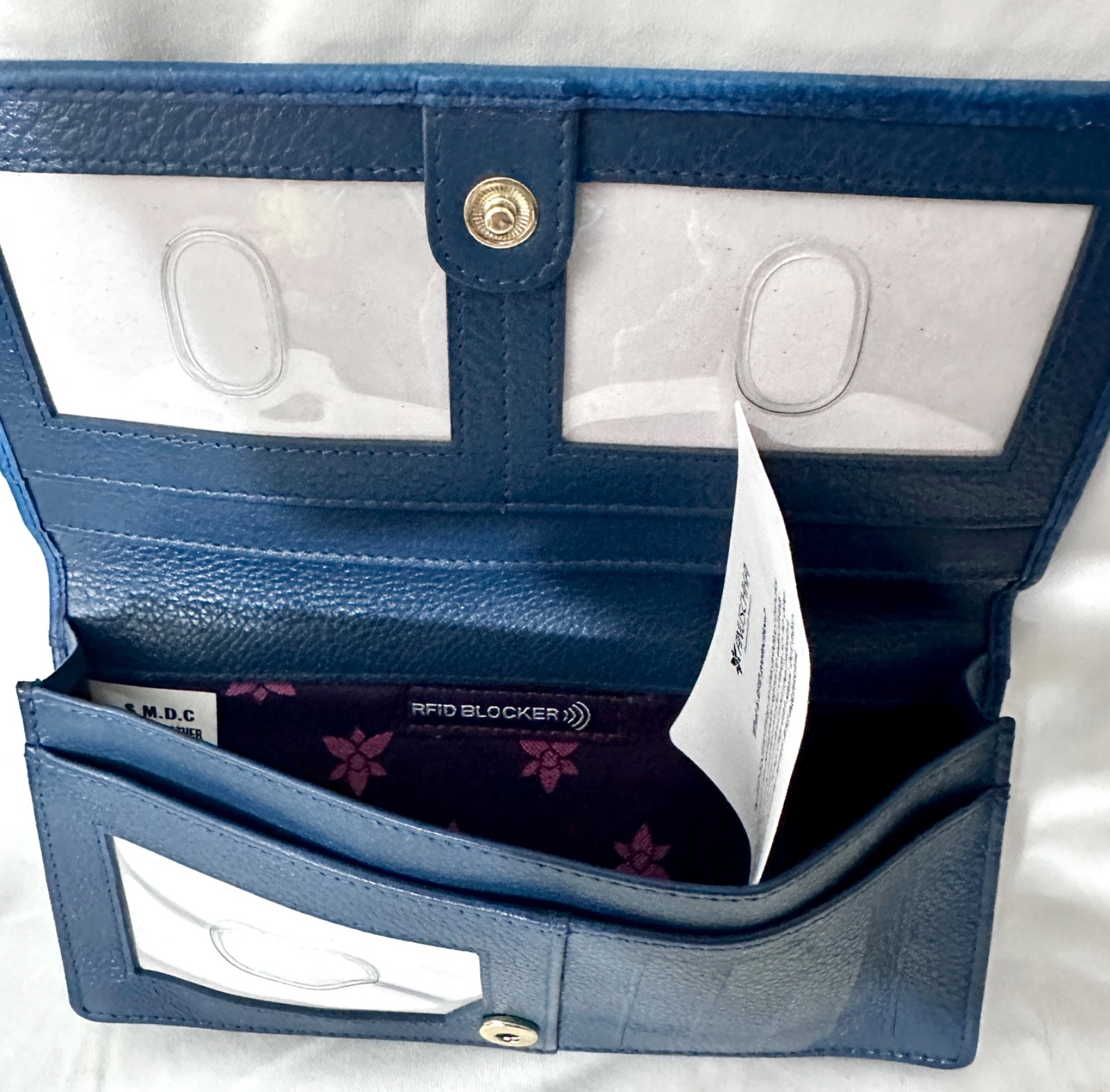 ANUSCHKA NWT🪶”RARE” RFID Bi-Fold Snap Clutch Wallet-Feather Skull Denim 1785