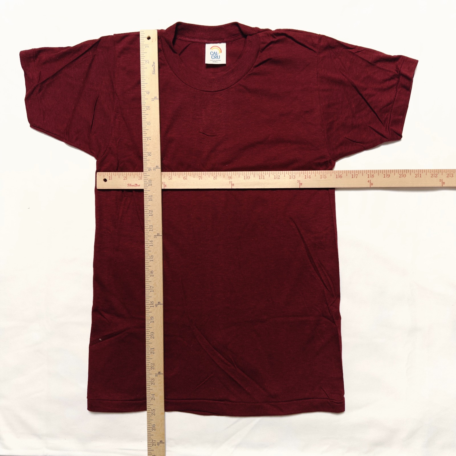 Vintage Cal Cru Adult S Maroon T-Shirt Short Sleeve Made in USA NOS