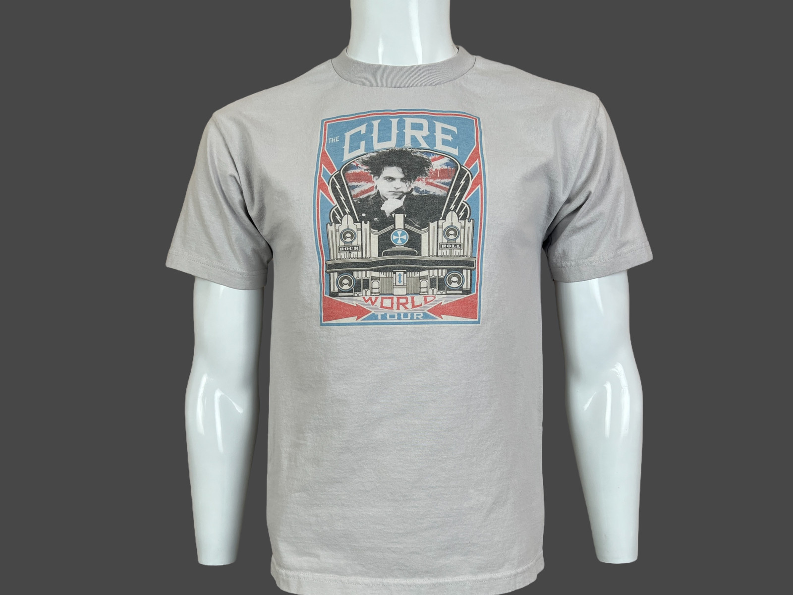 Vintage The Cure World Tour Robert Smith Goth Band Concert Gray T Shirt Size S