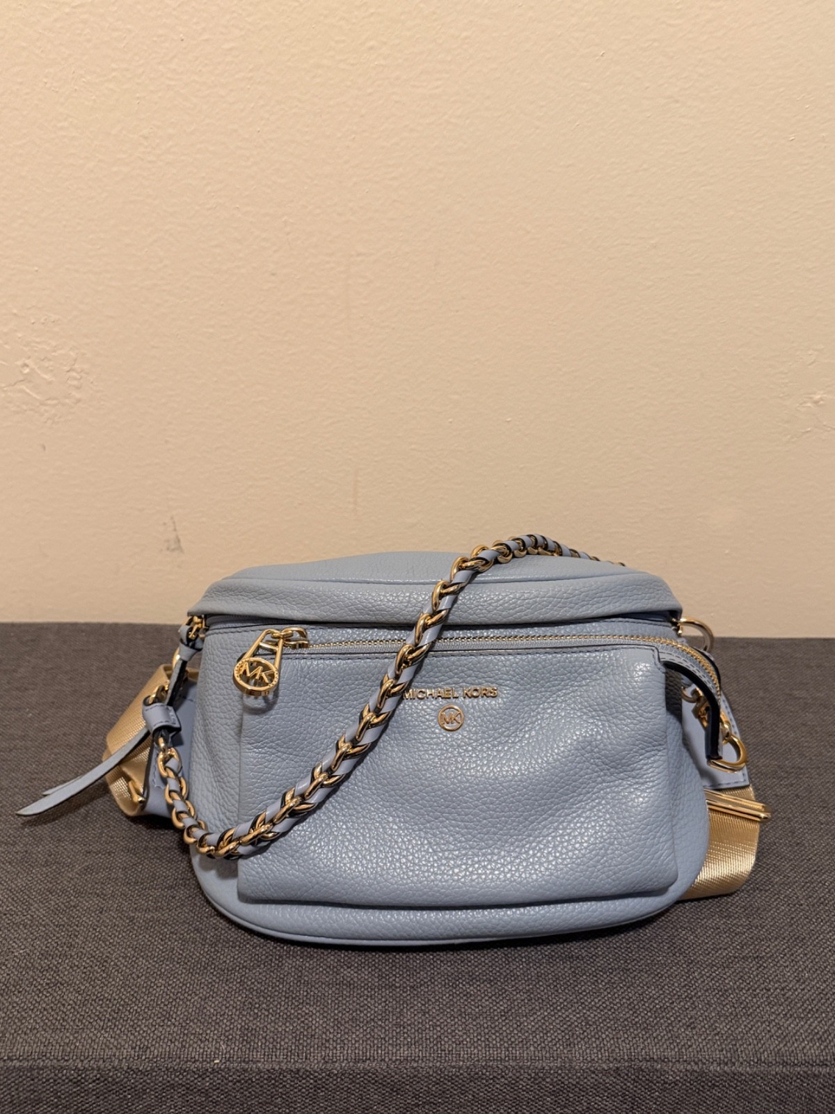 Michael Kors Slater Powder Blue Pebbled Leather Belt Bag Fanny Pack