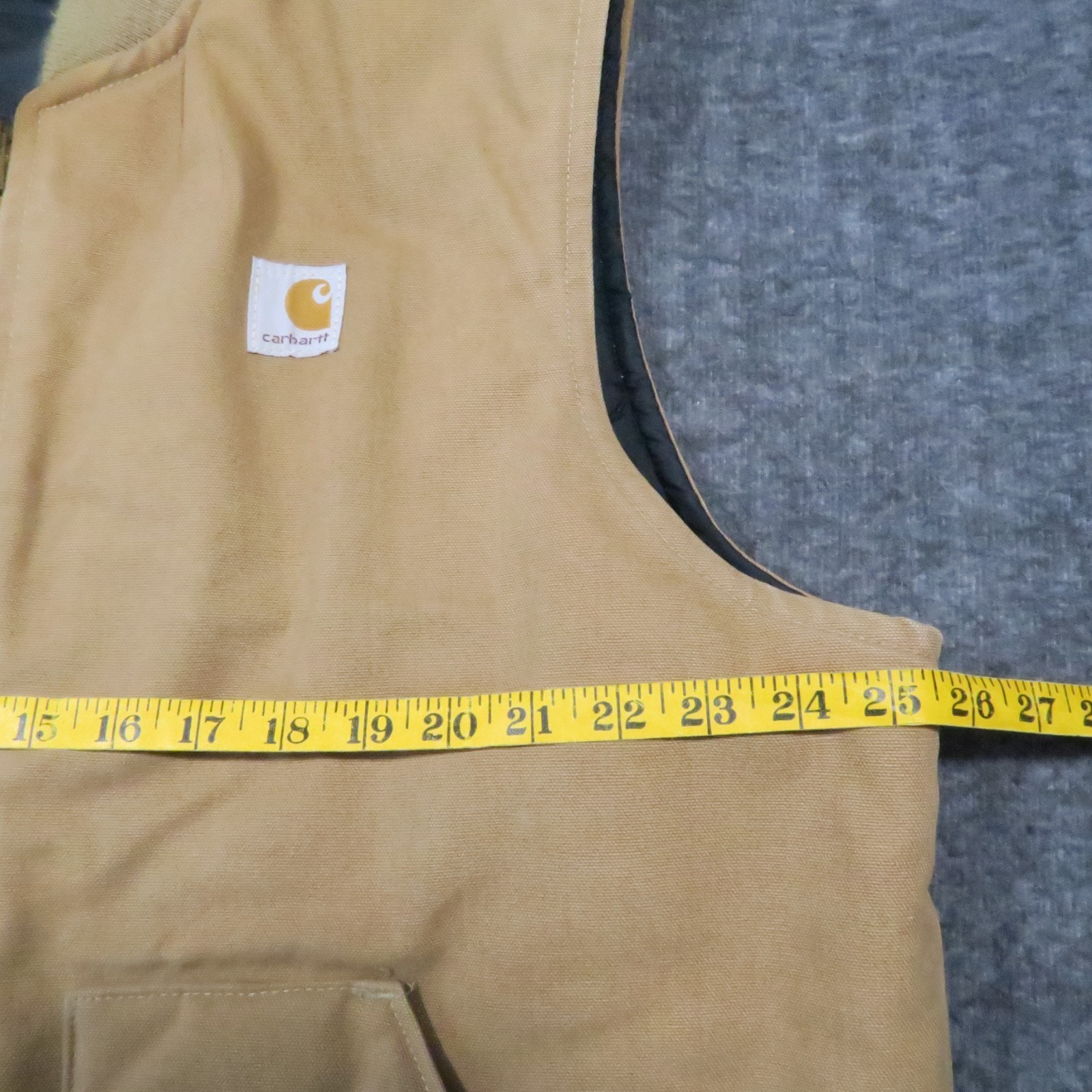 Carhartt VQ196 Duck Canvas Vest XLT Tan Quilt Lined USA Vintage Union 80s Rugged
