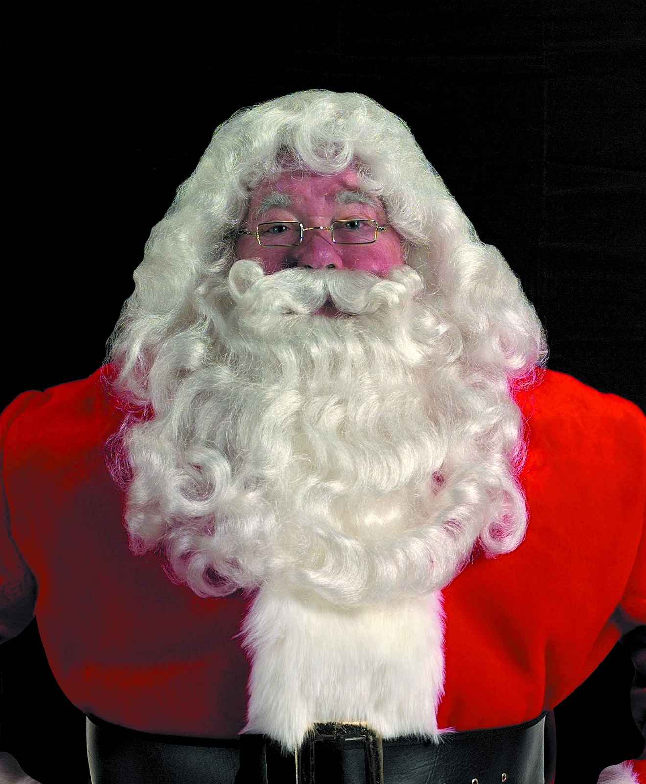 Professional Santa Wig and Beard Set Washable Synthetic Fiber 2 Count