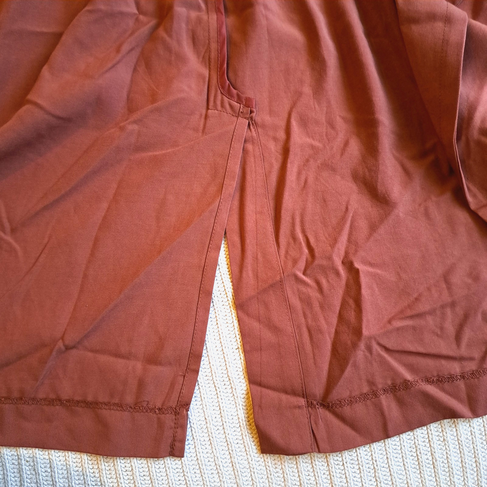 (L) ASTR The Label Brick Red Elastic Tie Waist Long Jacket Trench Coat sz Large