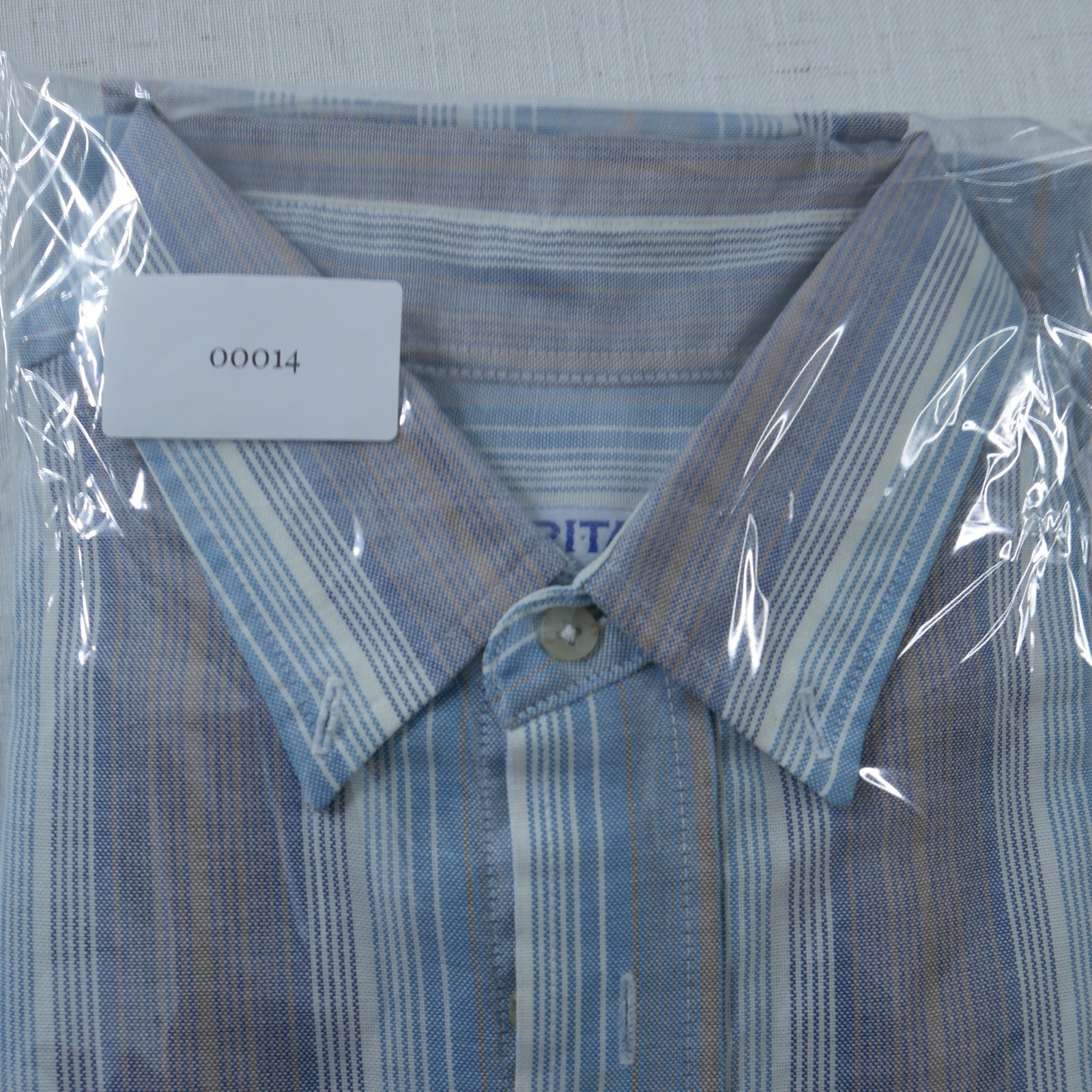Vintage Puritan Mens 2XLT Striped Button Down Shirt Blue Olive Gold Long Sleeve