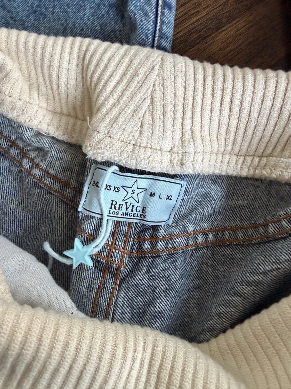 REVICE Denim Vice Jean Blue Crest S Foldover Knit Waist Wide Leg Baggy Y2K Style