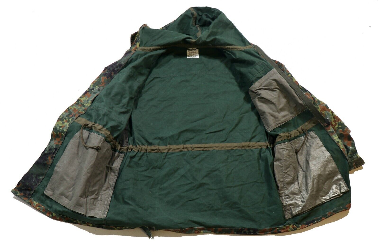 German Bundeswehr Flecktarn Camo Military Parka Jacket with Hood Camouflage