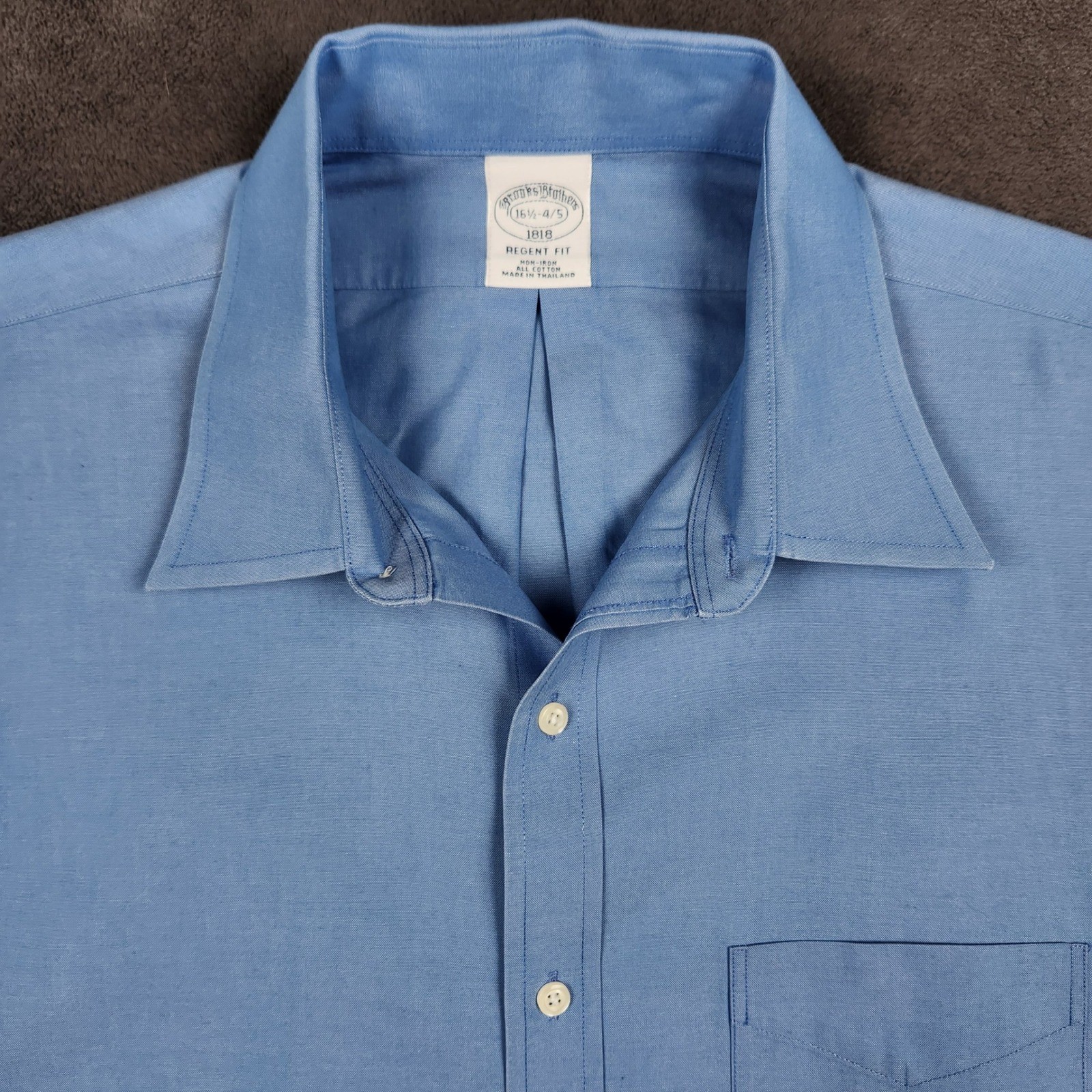 Brooks Brothers Dress Shirt Mens 16.5 34/35 Blue Regent Fit Non-Iron Button Up