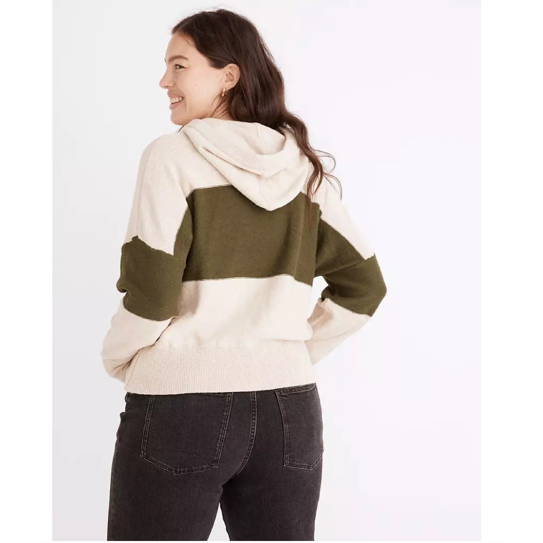 NWT Madewell Heather & Artichoke Green Colorblock Hoodie Sweater – SIZE MEDIUM