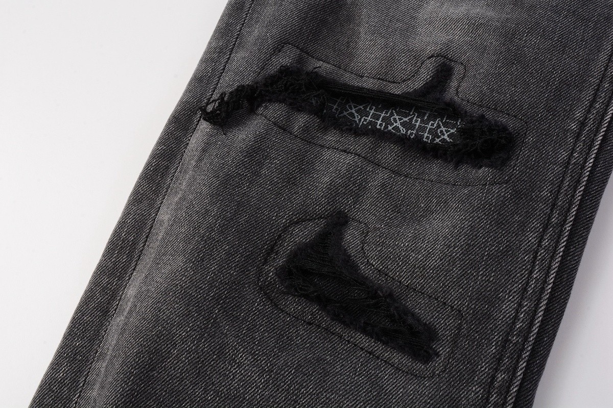 NEW KSUBI Men’s Black Letter Printing Ripped Pants High Street Fashion Jeans NEW
