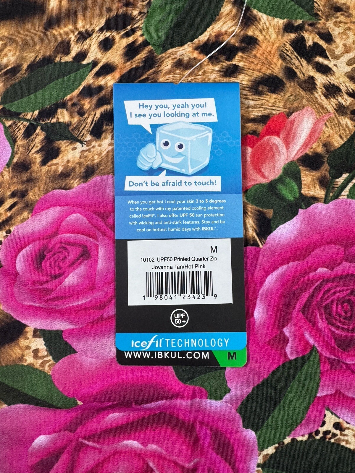 NWT IBKUL Golf Tennis 1/4 Zip Pullover Top S M L XL Leopard Rose Longsleeve P4