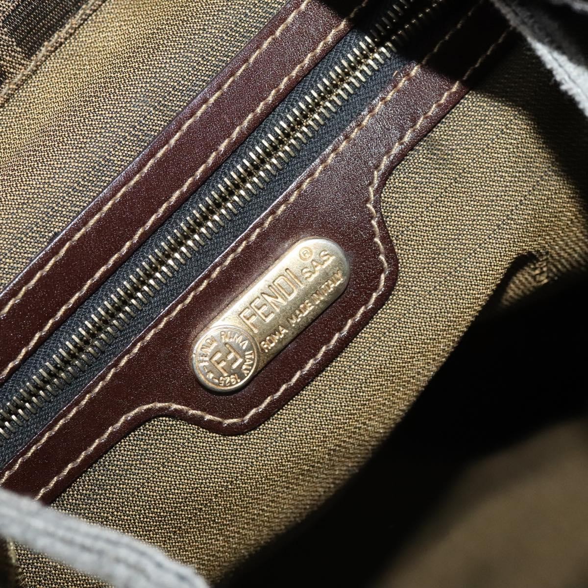 FENDI Zucca Canvas Backpack Brown Black gold Auth 111351