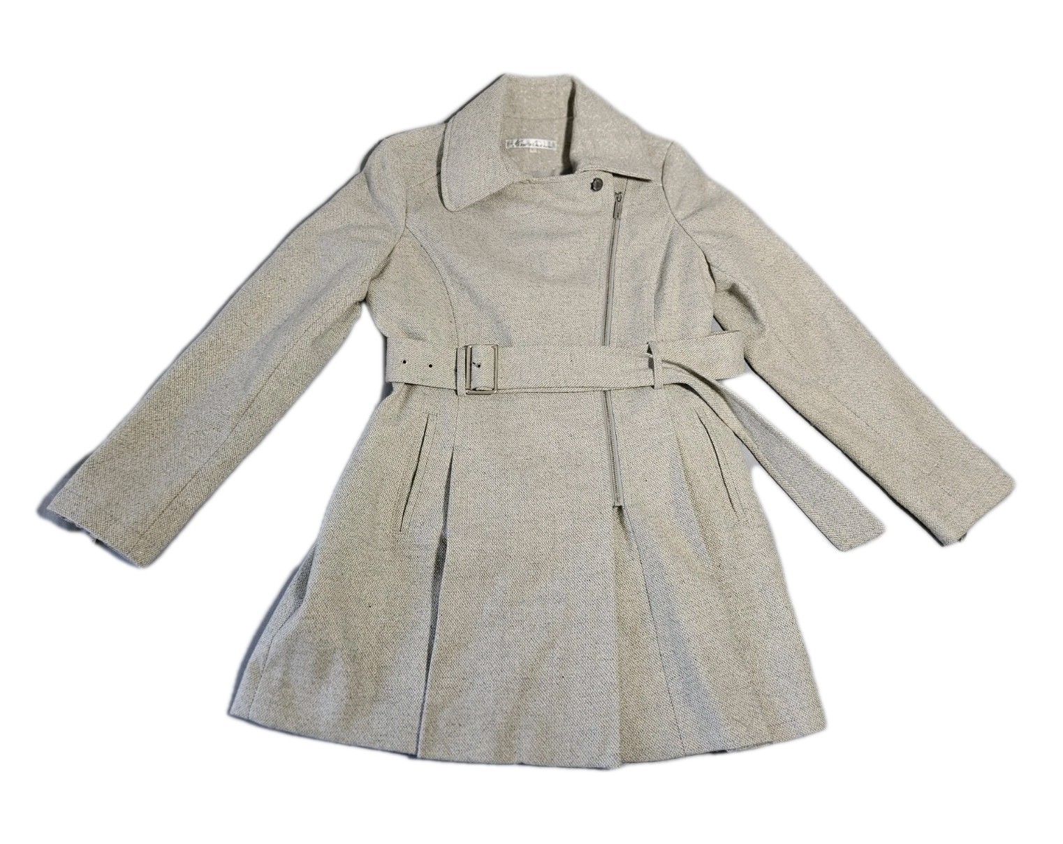 Kenneth Cole Trench Cream Belted Mid Length Classic Coat NWOT Size L