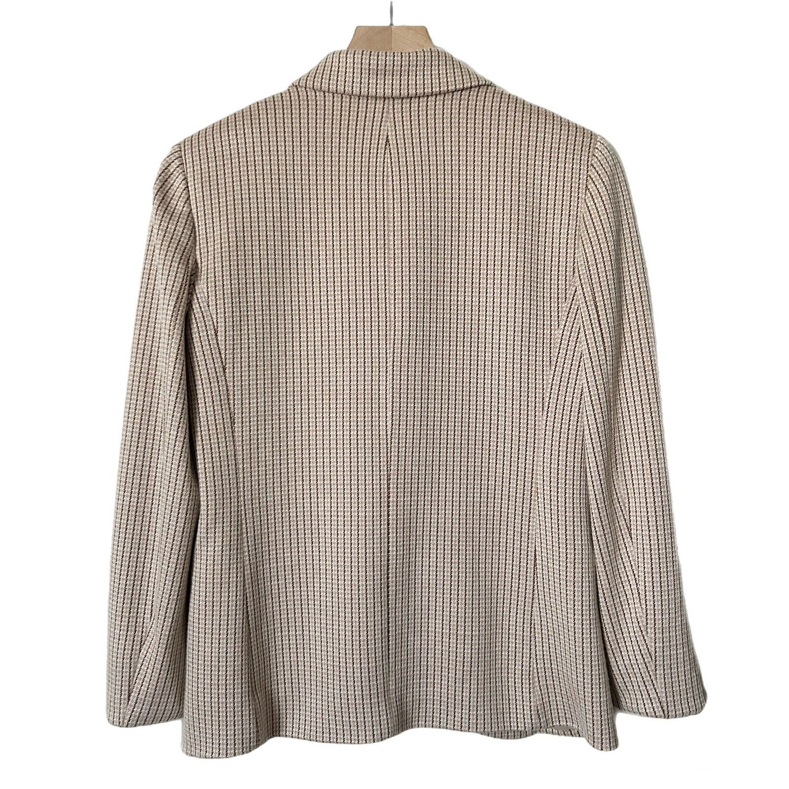 Theory Staple Blazer in Houndstooth Eco Knit Tan Single Button Size 2