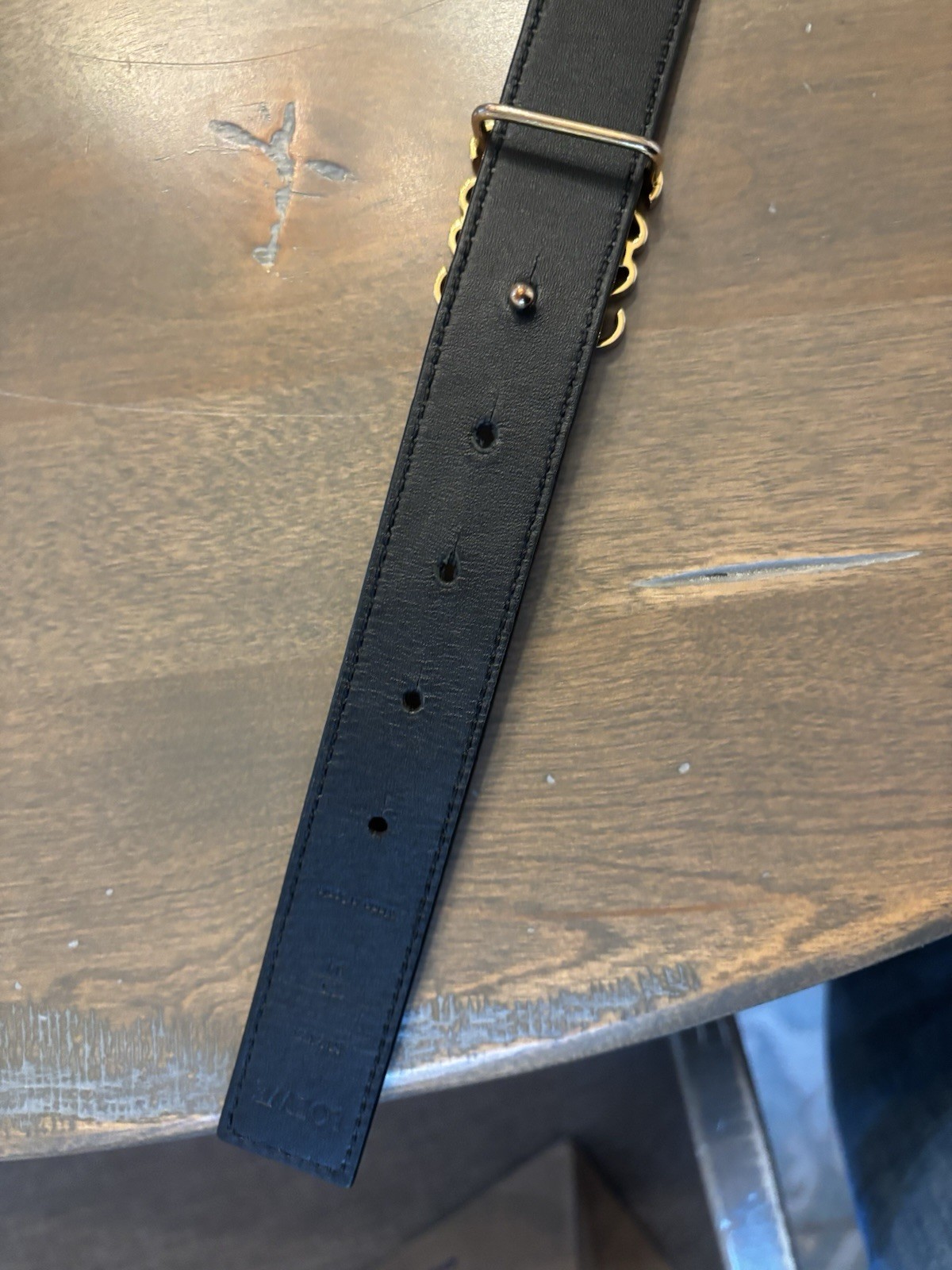 Brown/Black Reversible Belt Gold-Plated Logo Buckle Adjustable Solid 1in 85