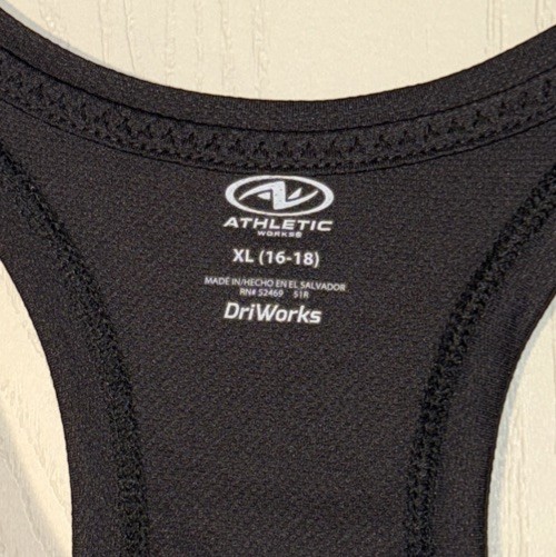 Womens Exercise Tank Athletic Works Black Pullover Top Shirt Size XL 16-18