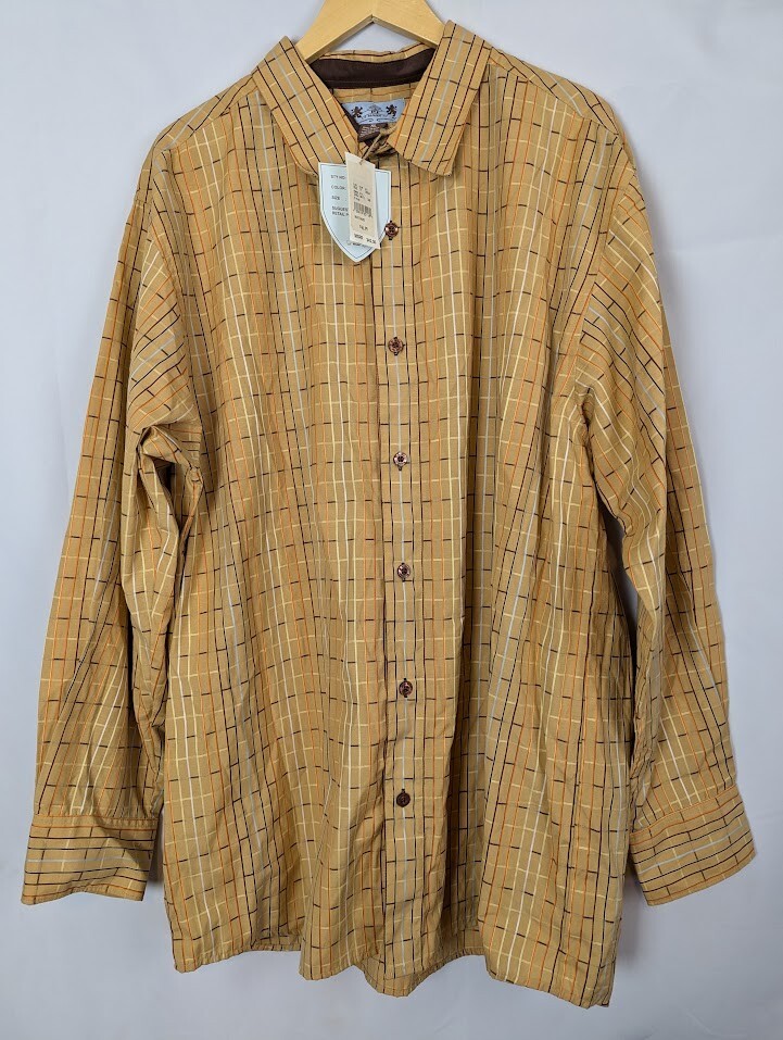 Pj Mark Polo Shirt Gold Yellow Mustard Striped Multi Colored Men’s Adult Size XL