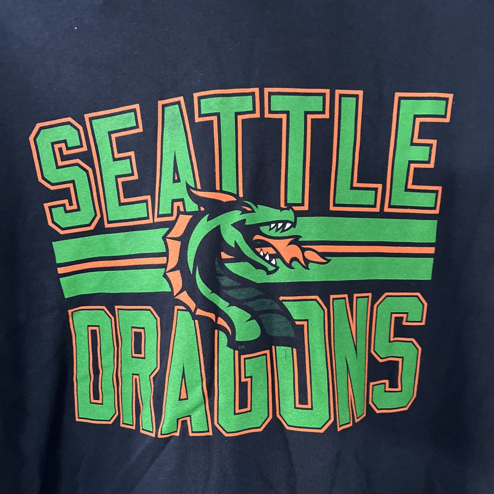 Seattle Dragons XFL Men’s Pullover Hooded Sweatshirt, Navy, Size XL
