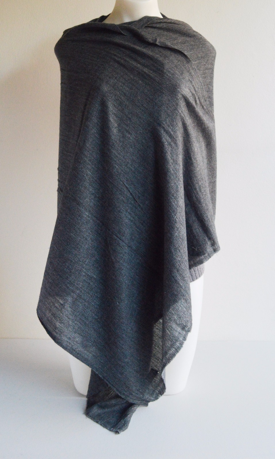 100% Dark Grey Cashmere Shawl Pashmina Scarf Wrap Stole Women Wool Soft Warm 1