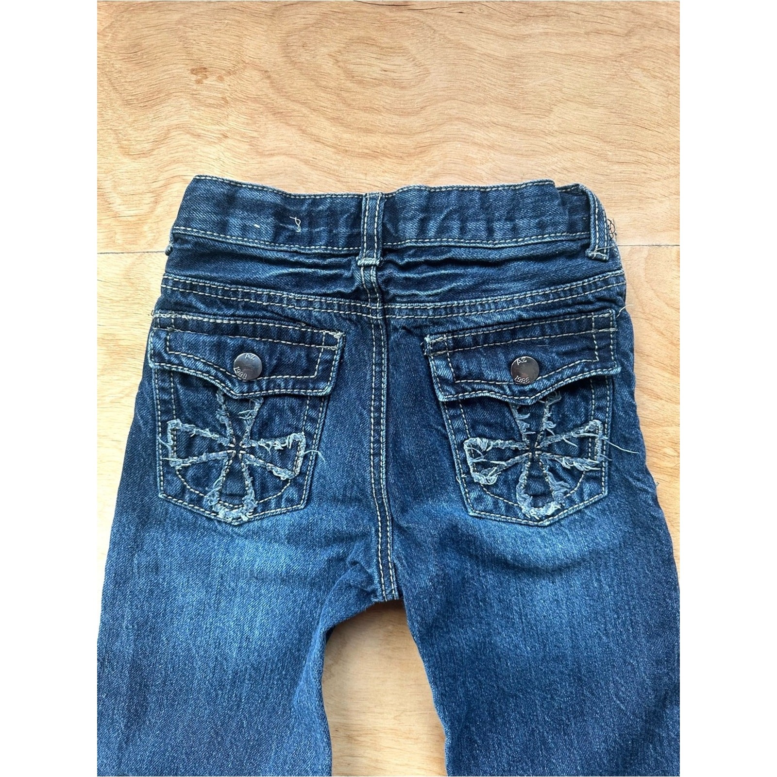Y2K Arizona Jean Co Boys Size 7 Dark Wash Flap Pocket Jeans Rock Revival Style