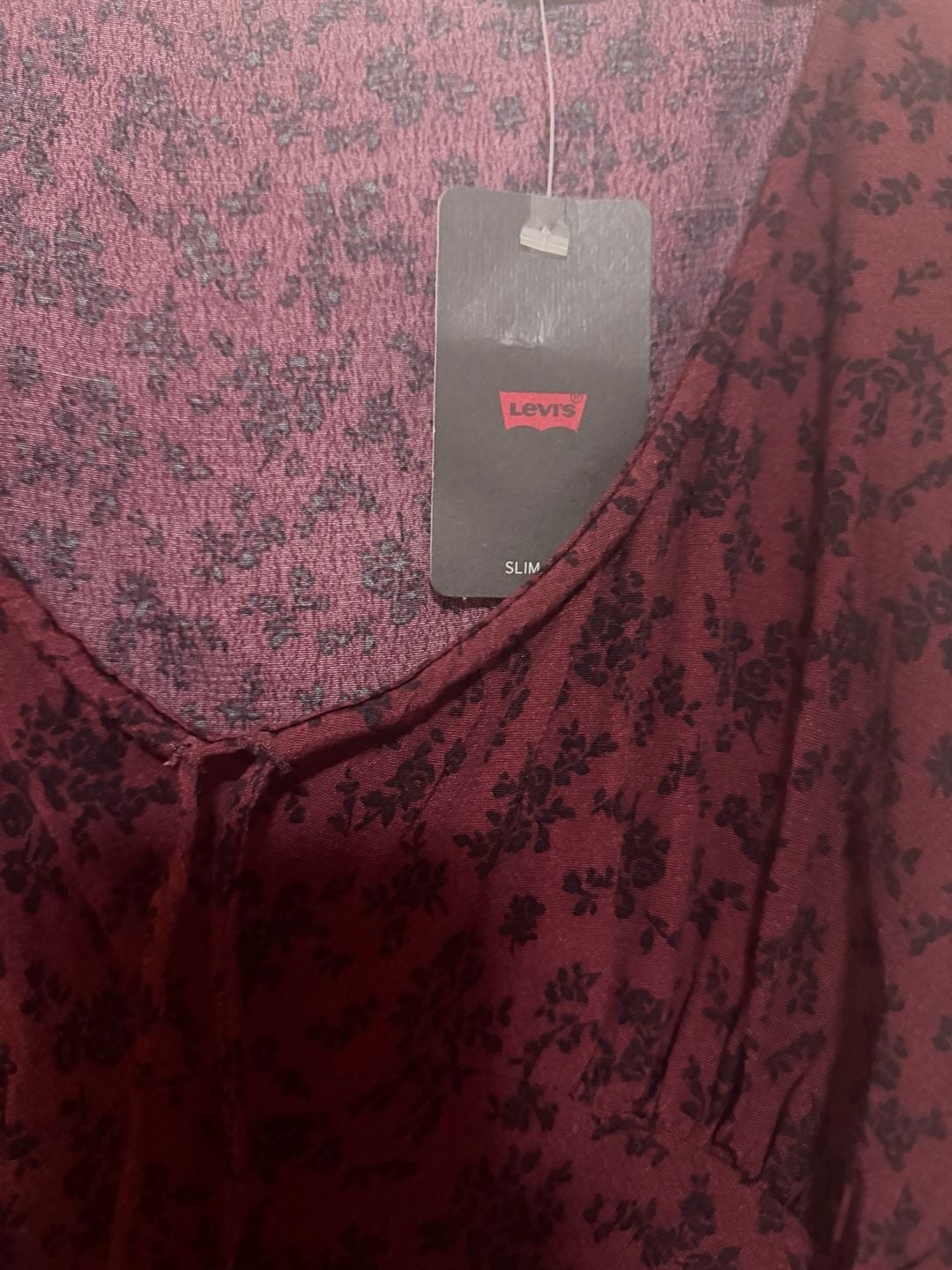 Levi’s Odette Dress in Ditsy Flocked Burnt Maroon