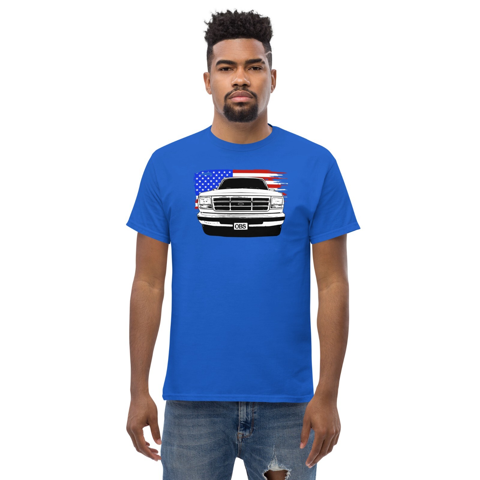 OBS T-Shirt Mnes 90s Ford Truck Shirt With American Flag