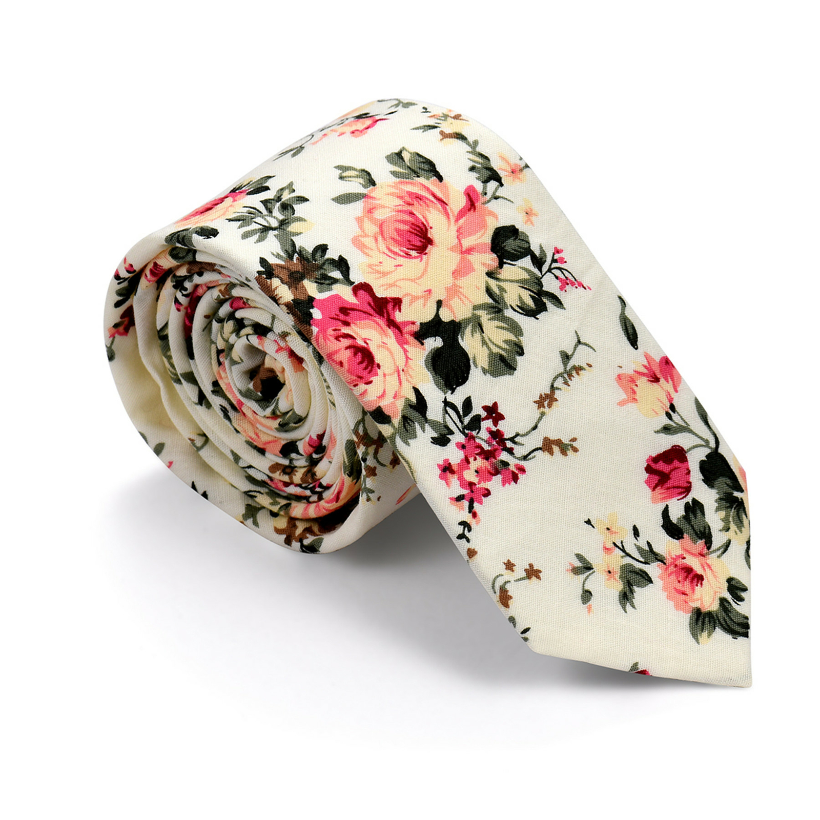 Men’s Floral Printed Tie Necktie Casual Narrow Skinny Neck Tie for Wedding Party