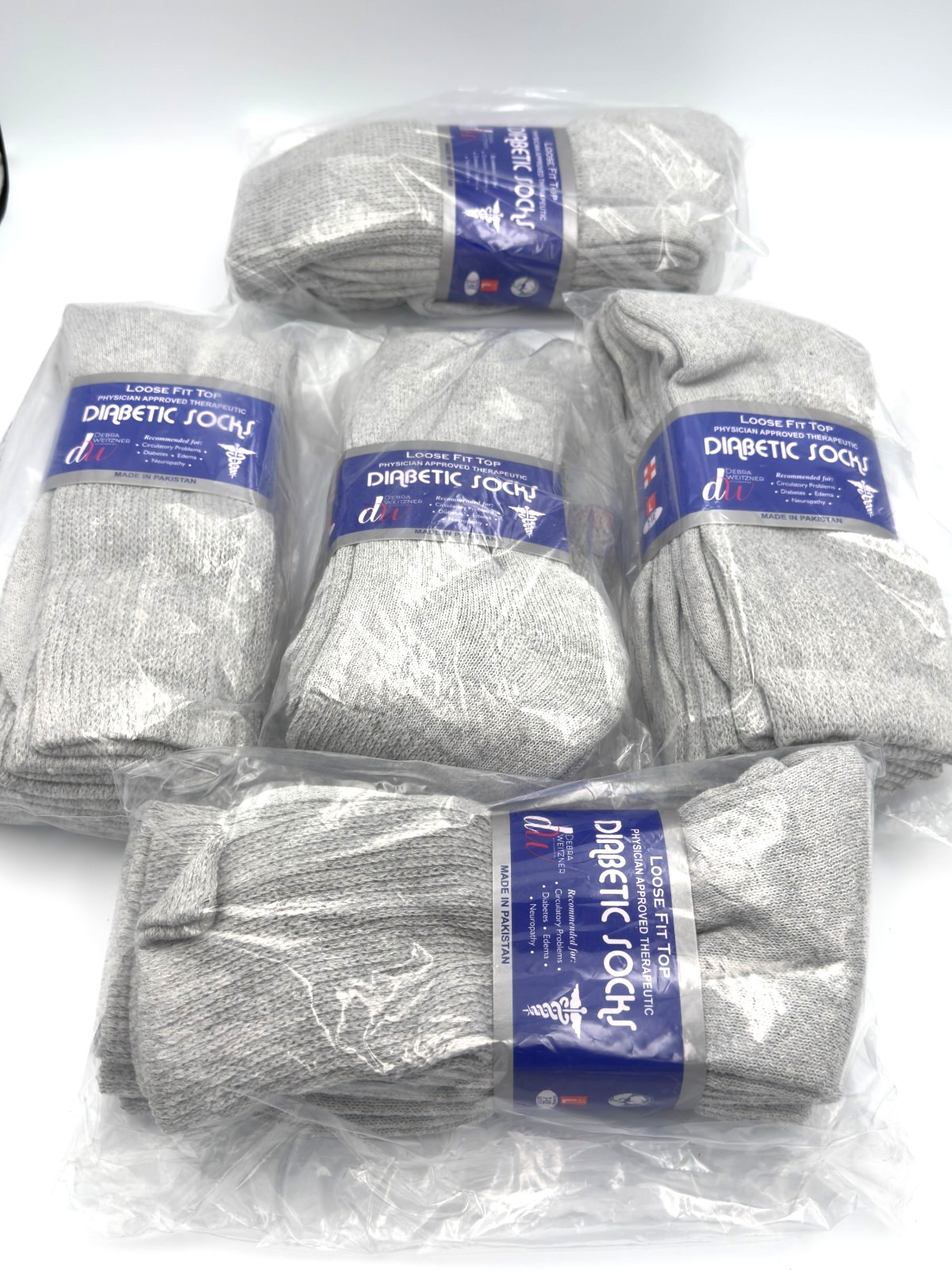Debra Weitzner Diabetic Socks Gray Loose Fit Non Binding Size L Lot of 5 New