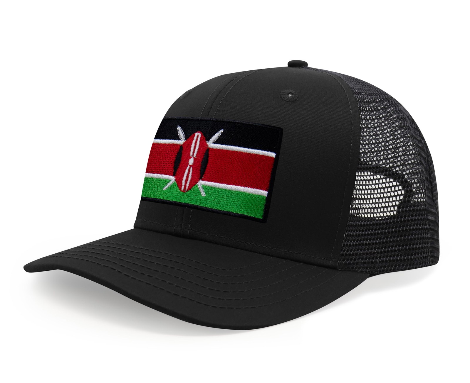 Kenya Flag Hat for Men and Women – Snapback Trucker Baseball Cap (All Black)