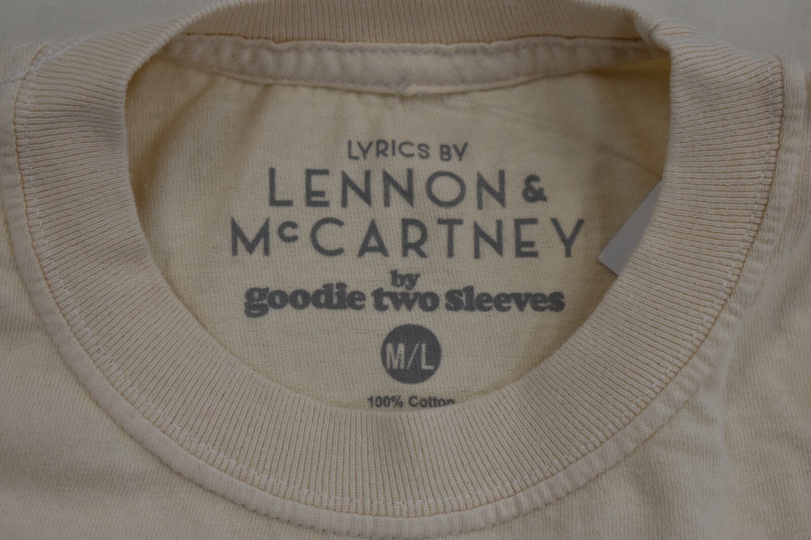 Lyrics By Lennon & McCartney Womens Ob-La-Di, Ob-La-Da Tan Shirt New S/M, M/L