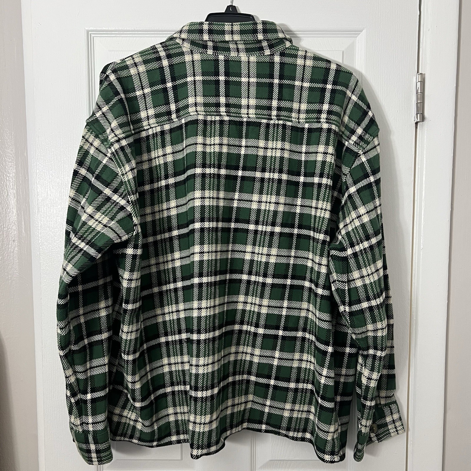Goodfellow & Co Men’s 2XL Green White Plaid Flannel Button Front Shirt Jacket