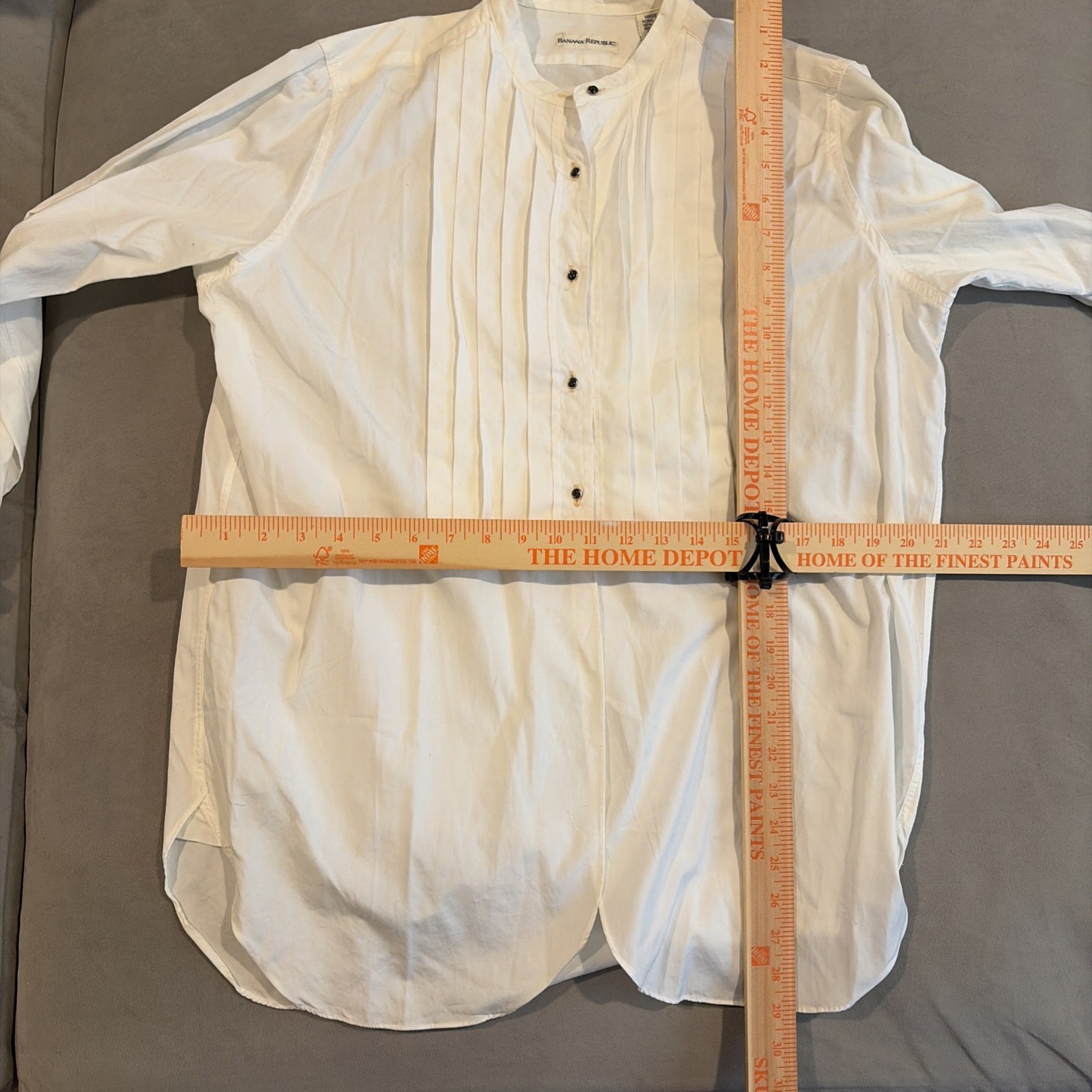 Vintage – Banana Republic – Band Collar Tuxedo Shirt – Made In Hong Kong – Small