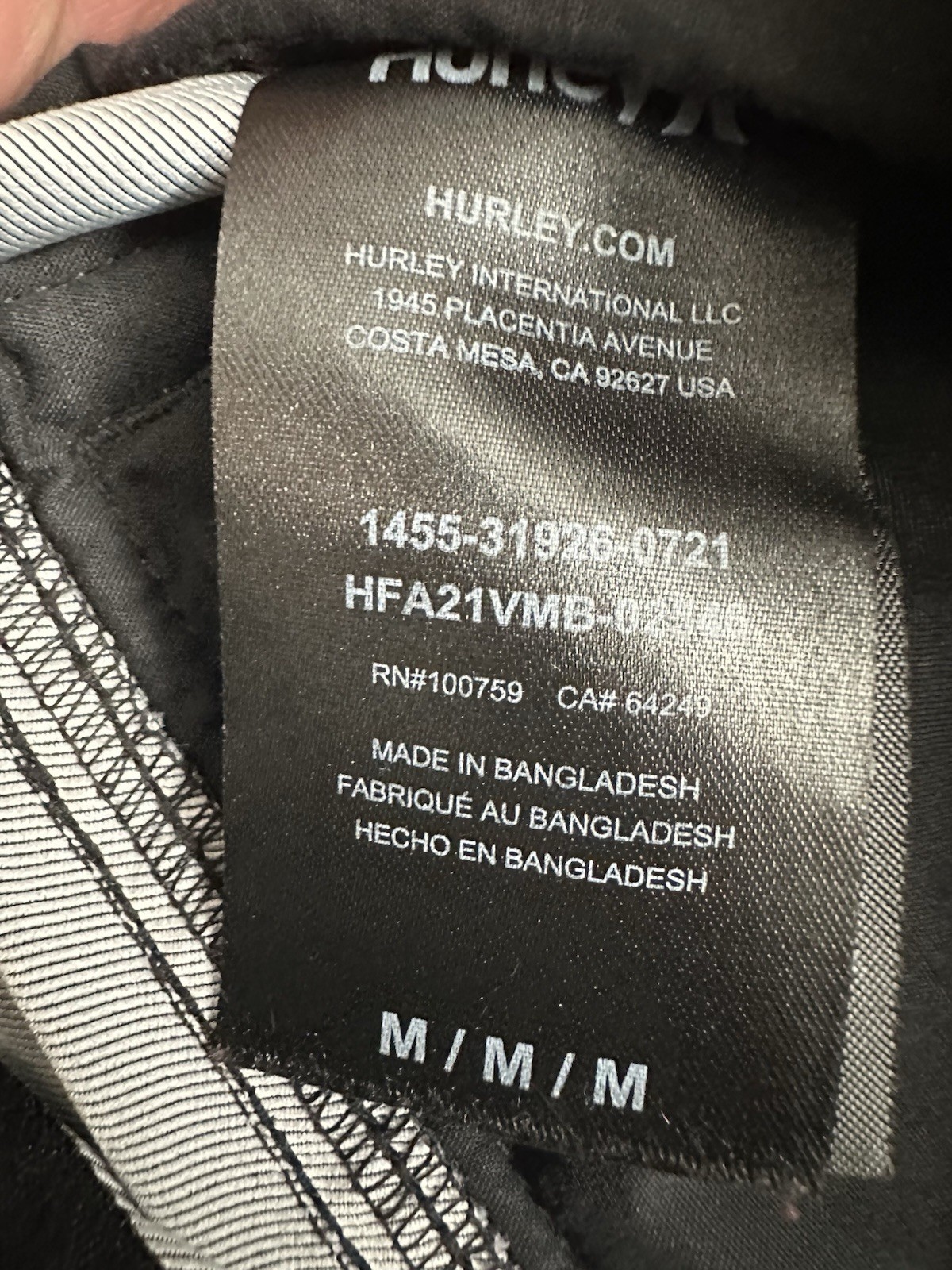 Hurley Men’s Pacer Stretch Twill Elastic Cuffs Jogger Charcoal Gray R1028