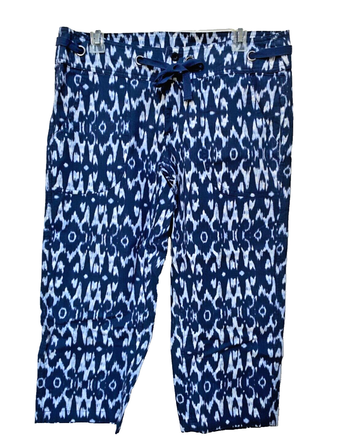 NEW! Freedom Trail by Kyodan Cotton Blend Blue/White Geometric Printed Capri
