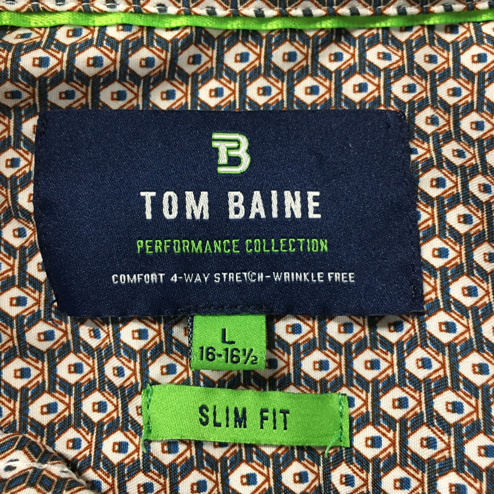 Tom Baine Slim Fit Button Up Dress Shirt Mens L Blue Long Sleeve Collared Casual