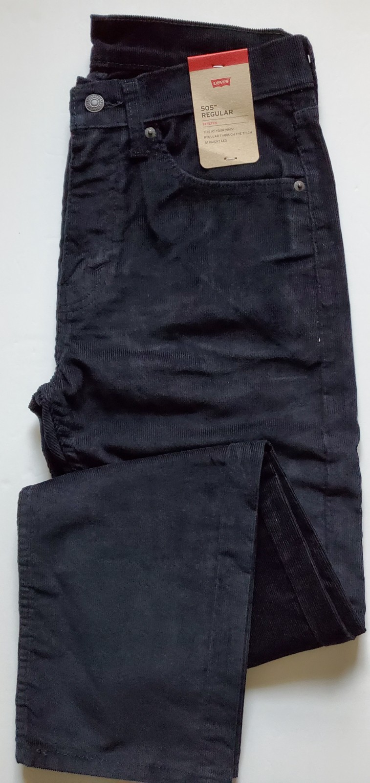 Levi’s 505 Regular-Fit Corduroy Men’s Jeans, Color: Black, Size: 30″W x 30″L