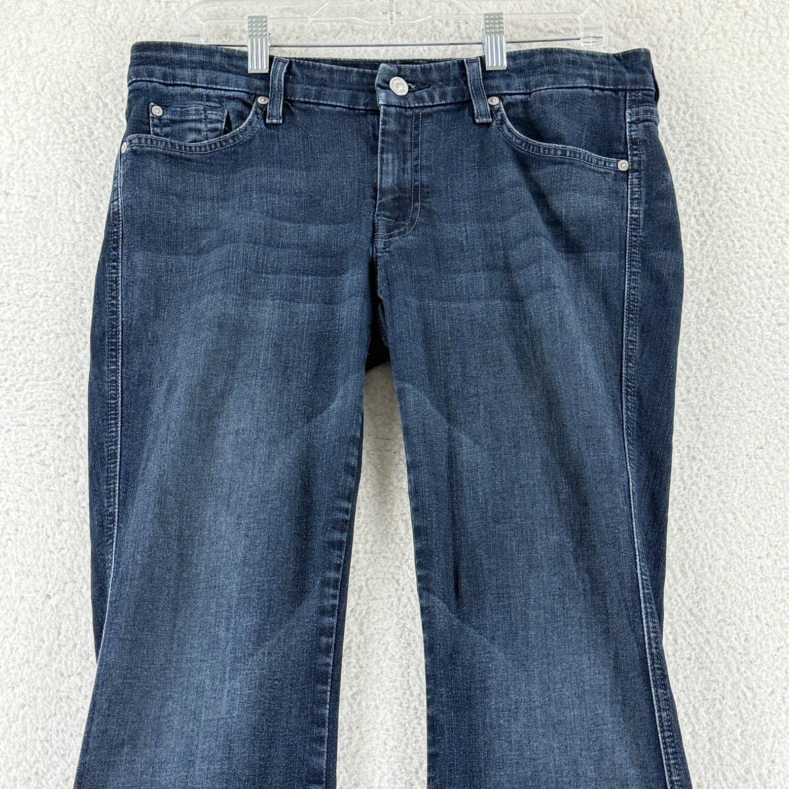 7 For All Mankind Flare Jeans Womens Size 31 Blue Denim Low Rise Dark Wash