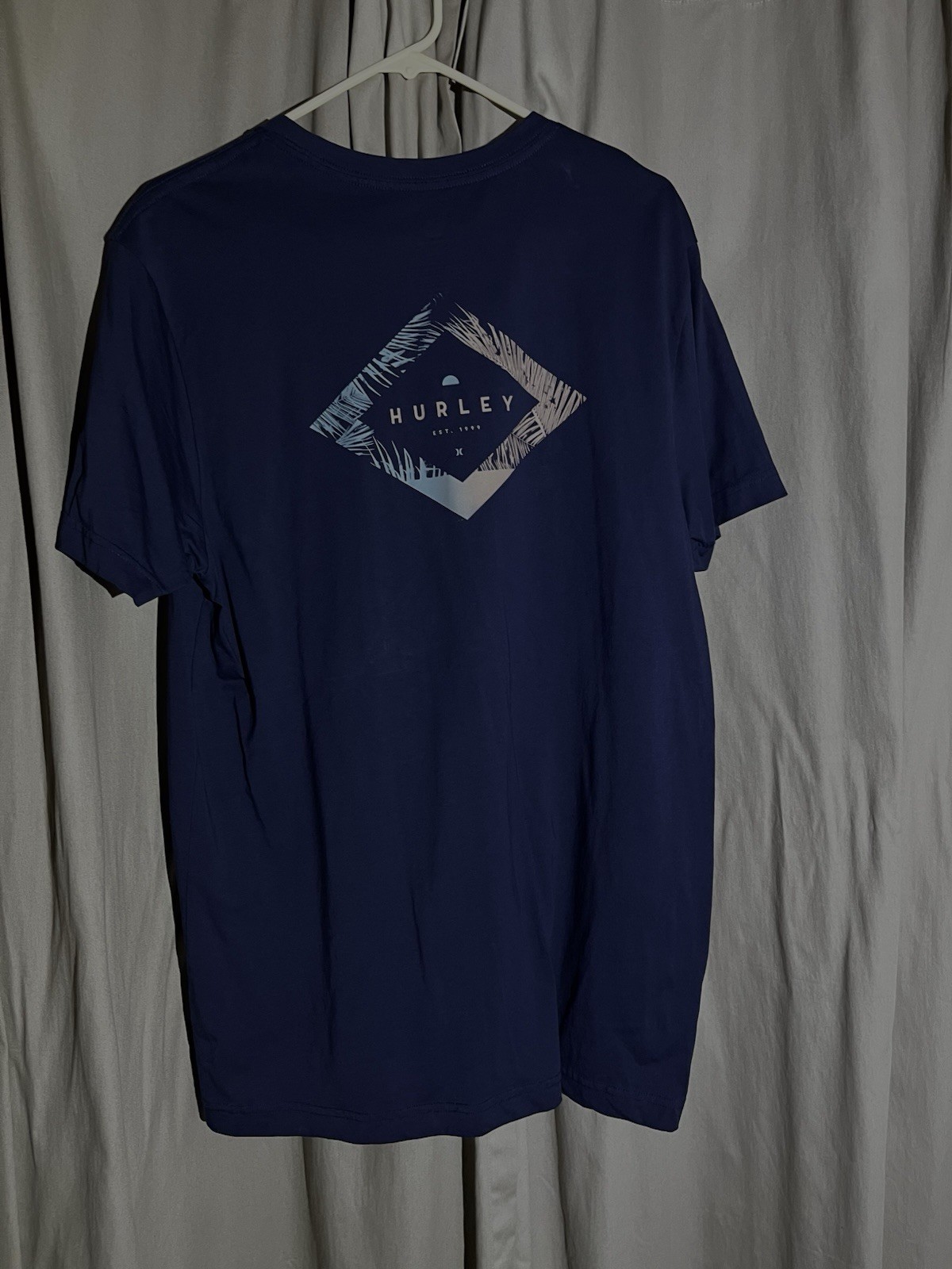 Hurley Men’s Blue Crew Neck Short Sleeve Graphic Print Logo T-Shirt