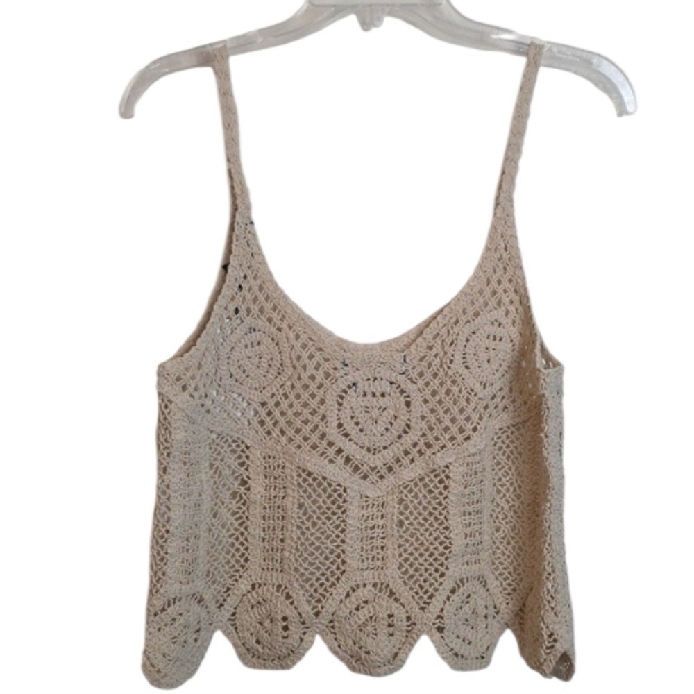 Piombo Crochet Knit Tank Top Medium Cut Out Boho Y2k