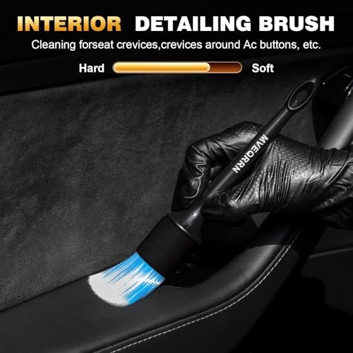 10Pcs Car Detailing Brush Set,Boars Hair Car 10pcs detail brush set black