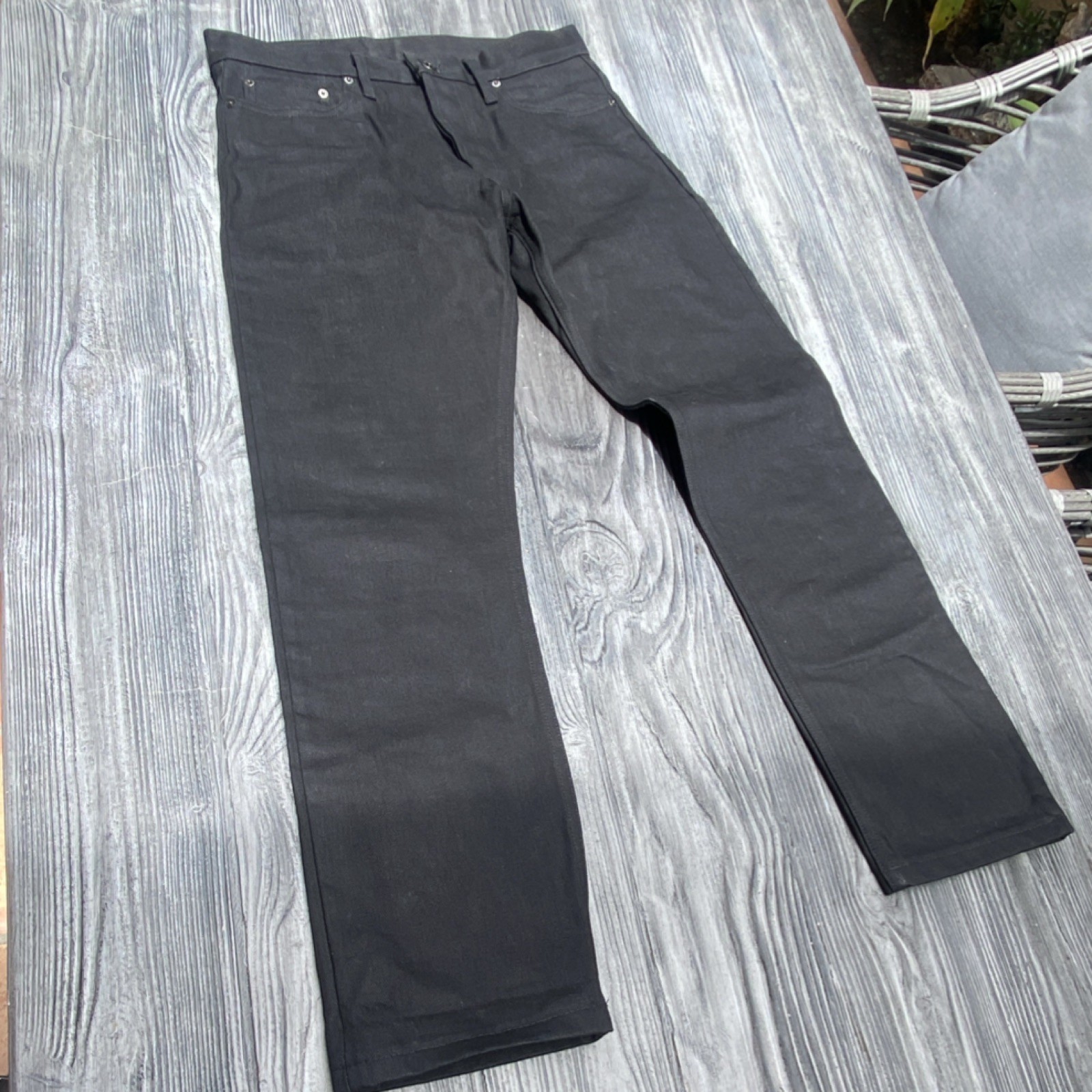 Left Field NYC Black Selvedge Denim Jeans Slim Straight Fit 5-Pocket 32W