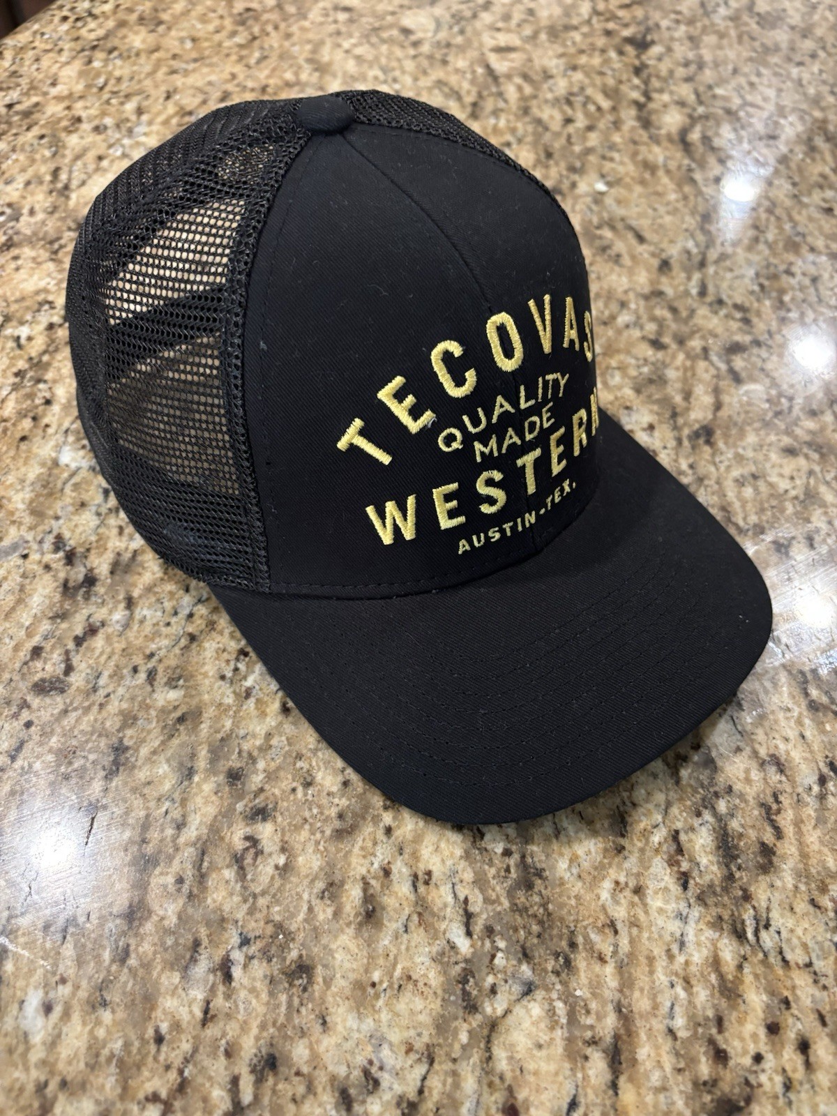 Tecovas Western Black Trucker Hat, Mesh Back Adjustable, One Size