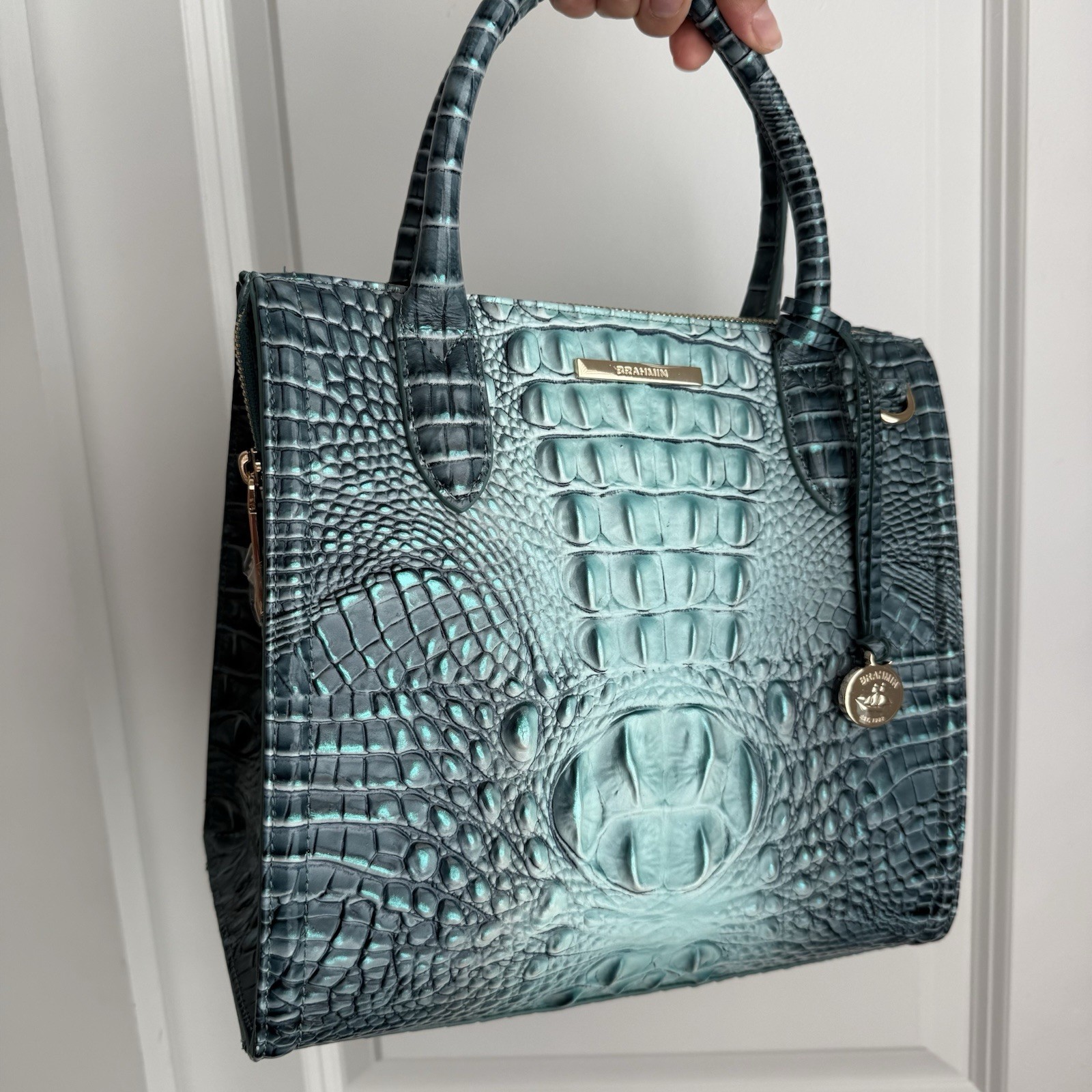 Brahmin Small Caroline Spearmint Green Ombre Satchel Handbag