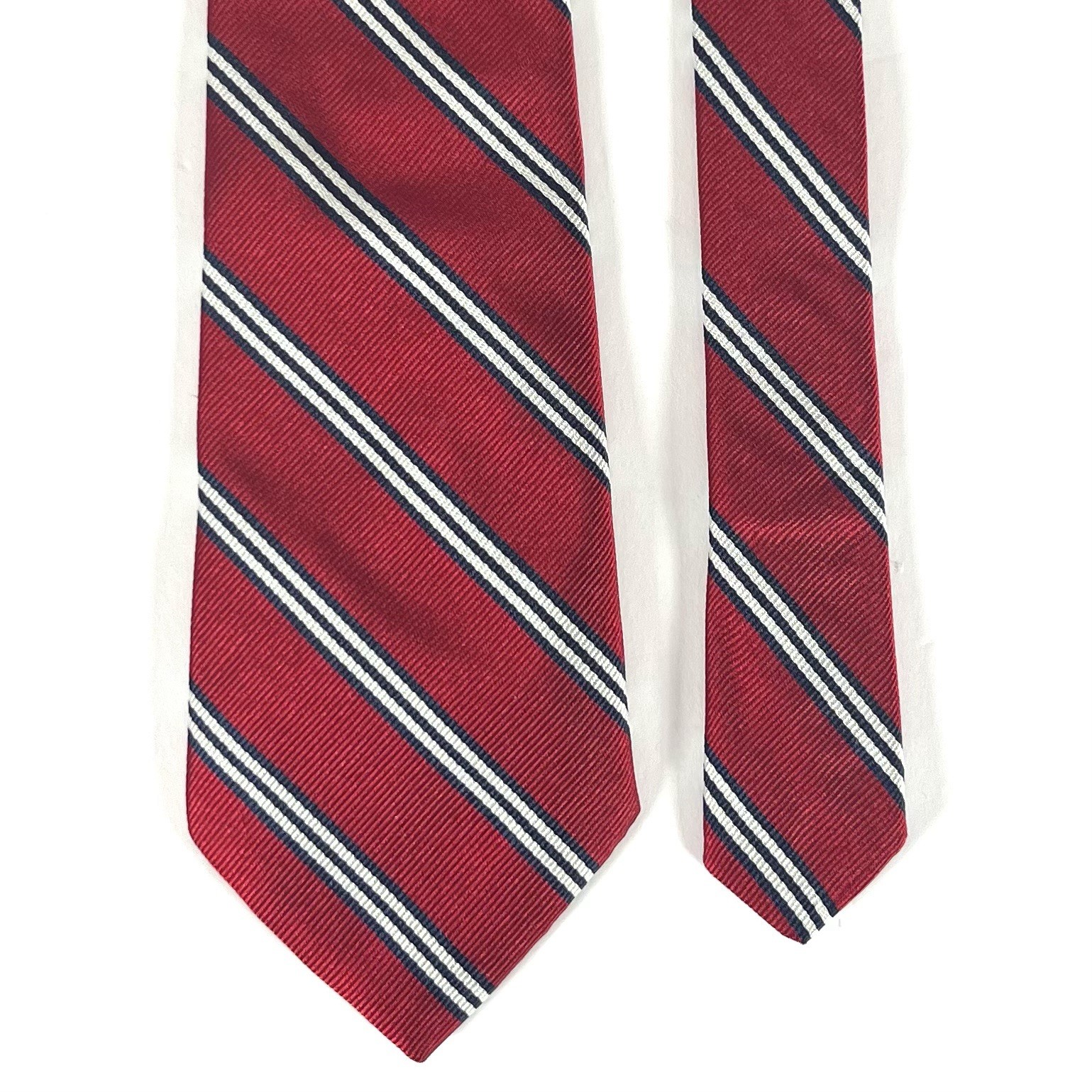 Brooks Brothers Makers 100% Silk Men/Youth Neck Tie Red/Navy/White Repp 3 1/8”