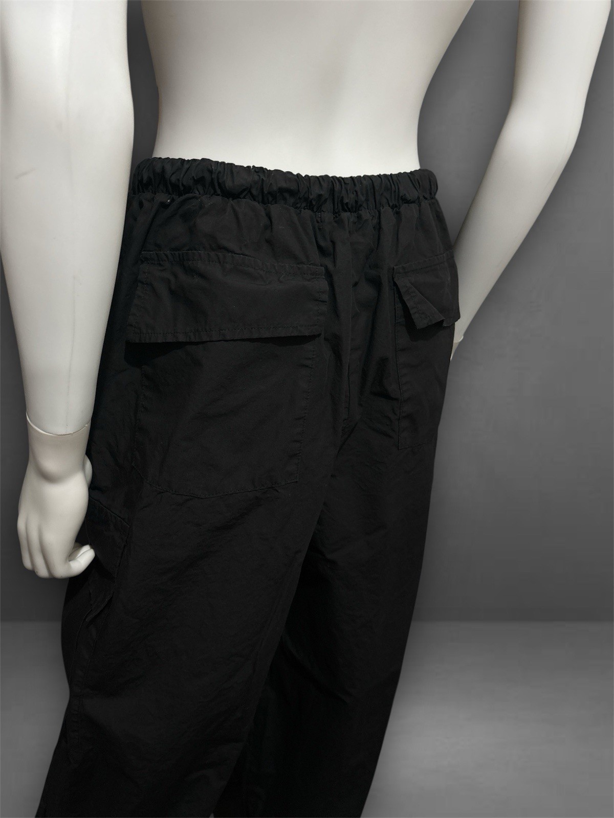 STATESIDE Women’s Black Structured Poplin Drawstring Cargo Pants Size XS
