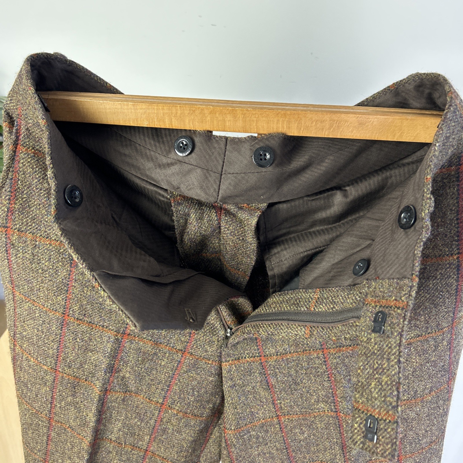 Ede & Ravenscroft 38R Windowpane Tweed English Suit 2 Pairs Trousers Savile Row