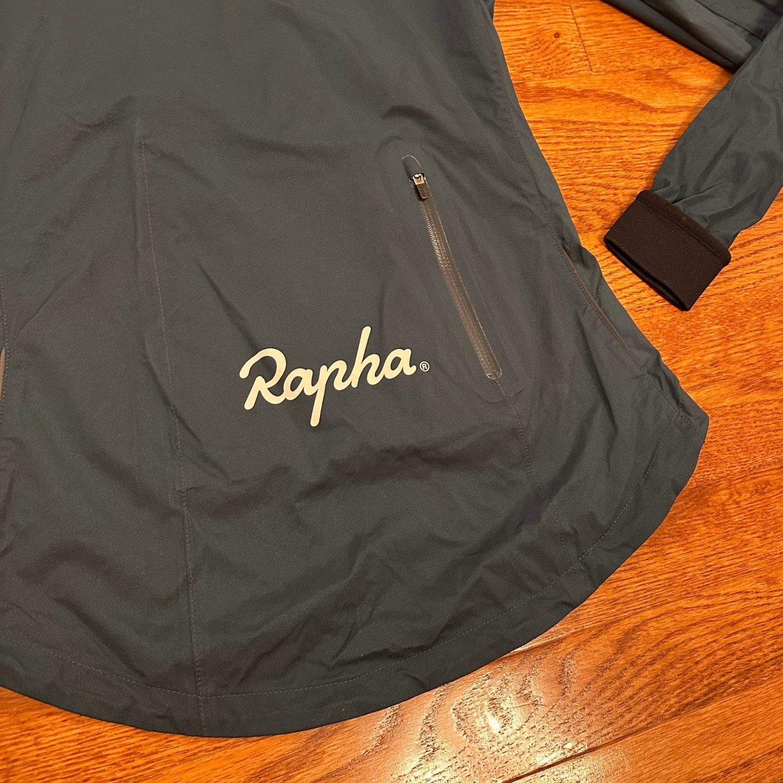 Rapha Rain Jacket Mens XS Dark Green Nylon Slanted Full Zip Waterproof Cycling